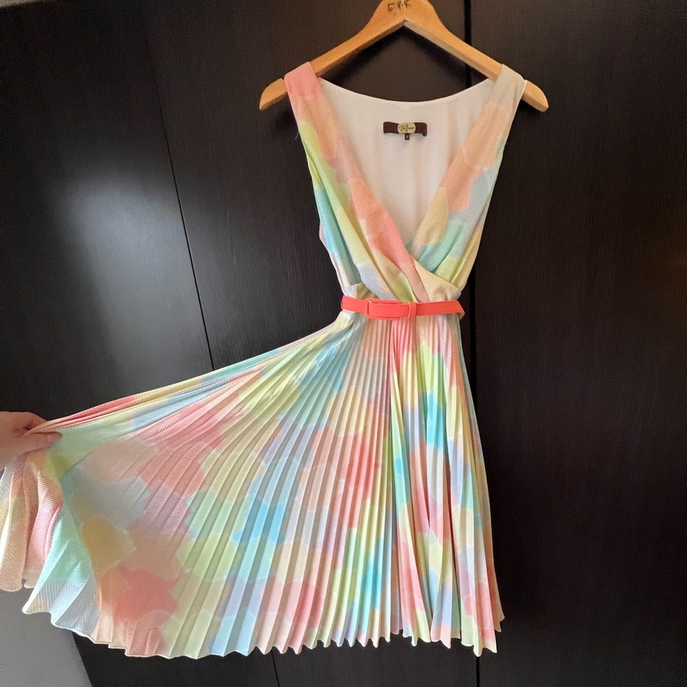 Eva Franco Colorful Pleated Dress